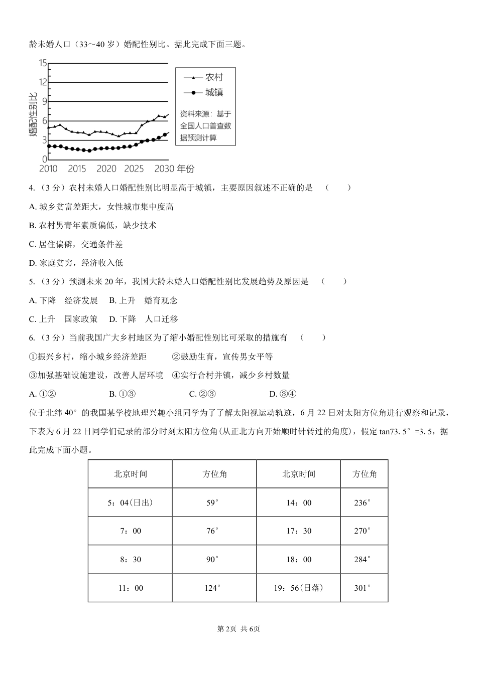 湖南省长沙市望城区第二中学2026-2027学年高三上学期开学测试【地理】试题+答案.pdf_第2页