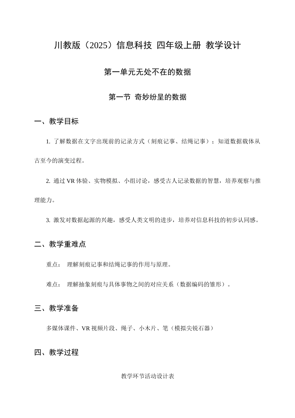 川教版（2025）信息科技四年级上册全册教学设计（共46页）.docx_第2页