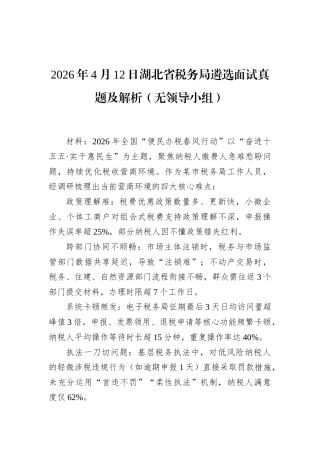 2026年4月12日湖北省税务局遴选面试真题及解析（无领导小组）.docx