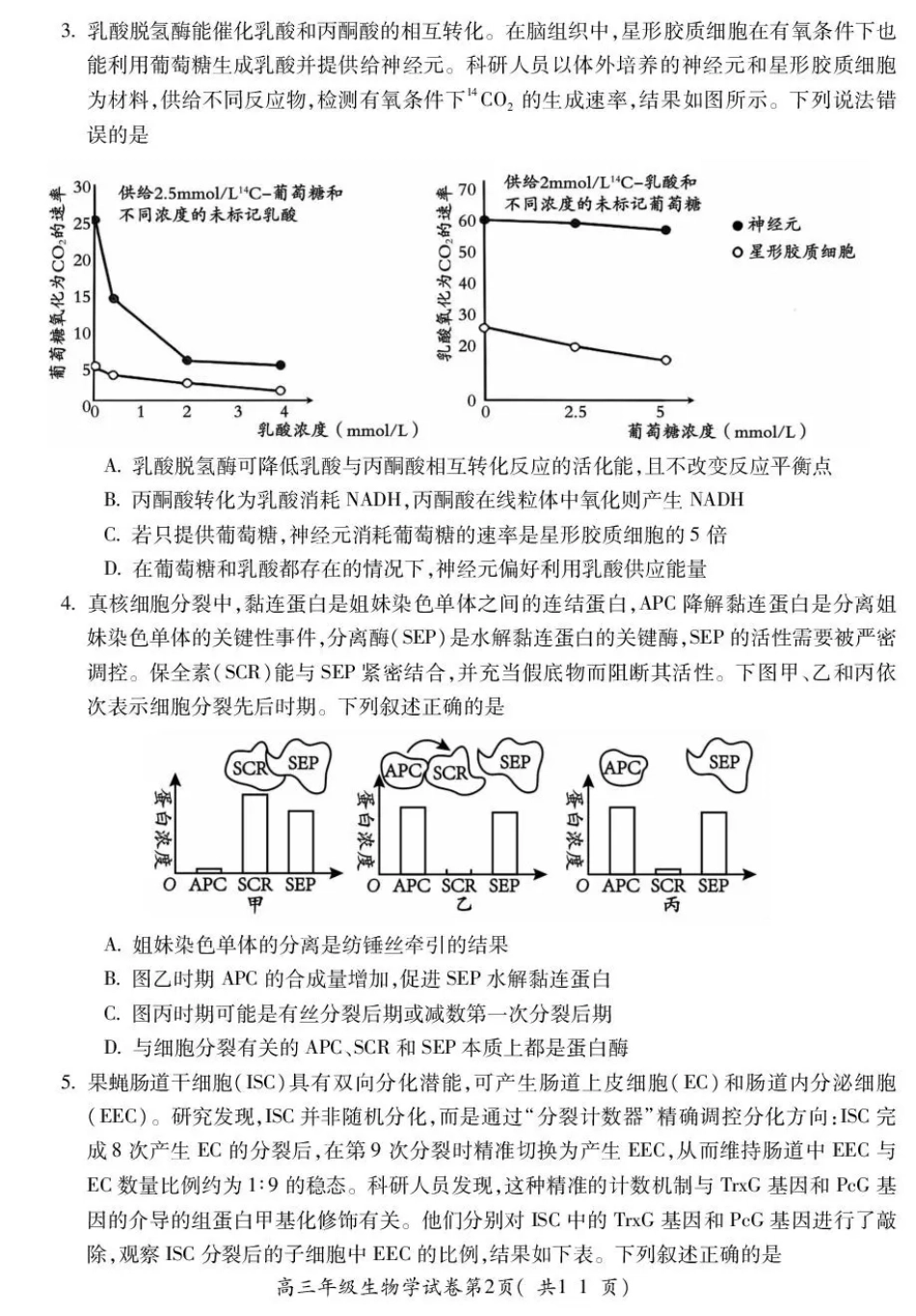 安徽蚌埠市2027届高三9月调研性监测考试【生物】试题+答案.pdf_第2页