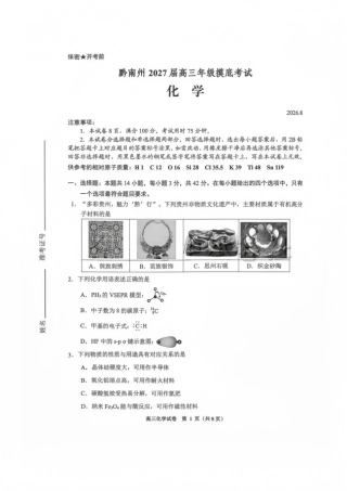 贵州省贵阳市、黔东南、安顺、六盘水等地2027届高三年级摸底考试9科试题卷+答案.zip