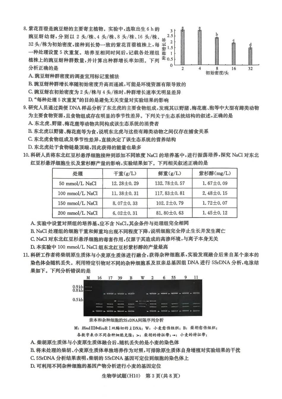 【生物】湖南省雅礼中学2026届高三高考模拟卷+答案（十）.pdf_第3页
