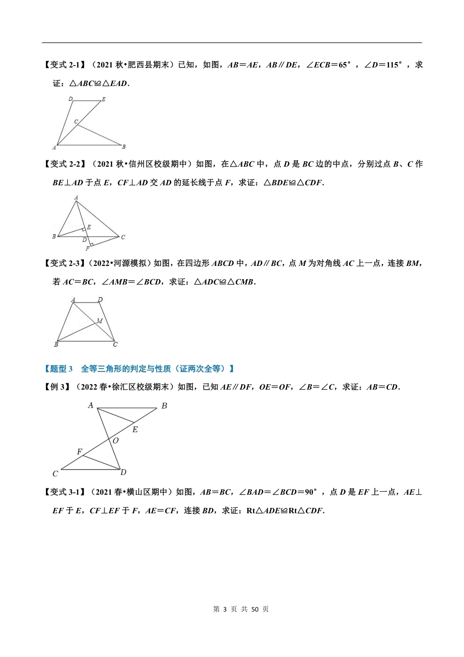 八年级数学上册全等三角形的判定【八大题型】（含答案解析）.pdf_第3页