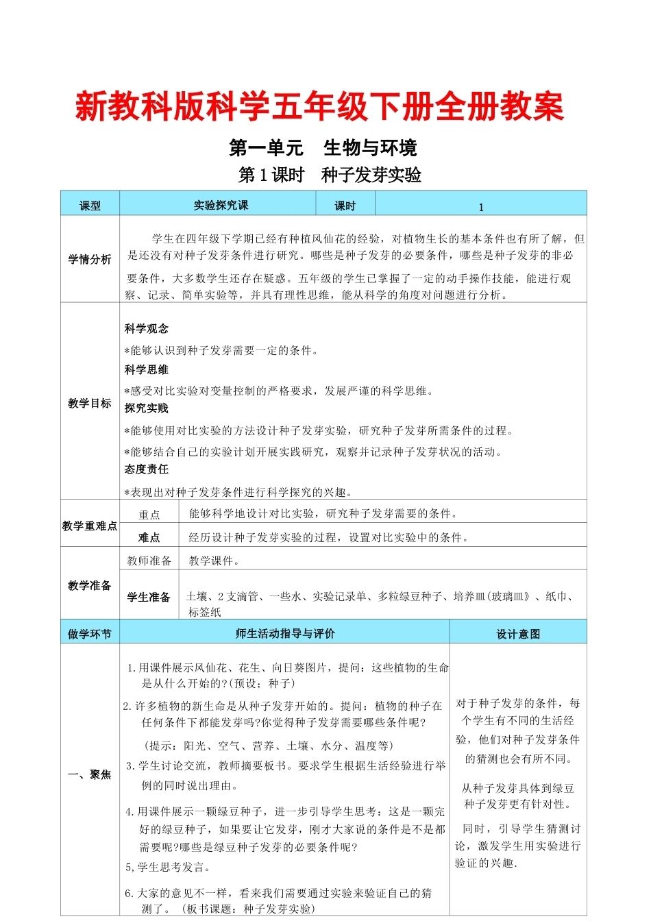 2026年教科版（2022版）小学科学五年级下册全册表格式核心素养目标教案教学设计.docx_第2页