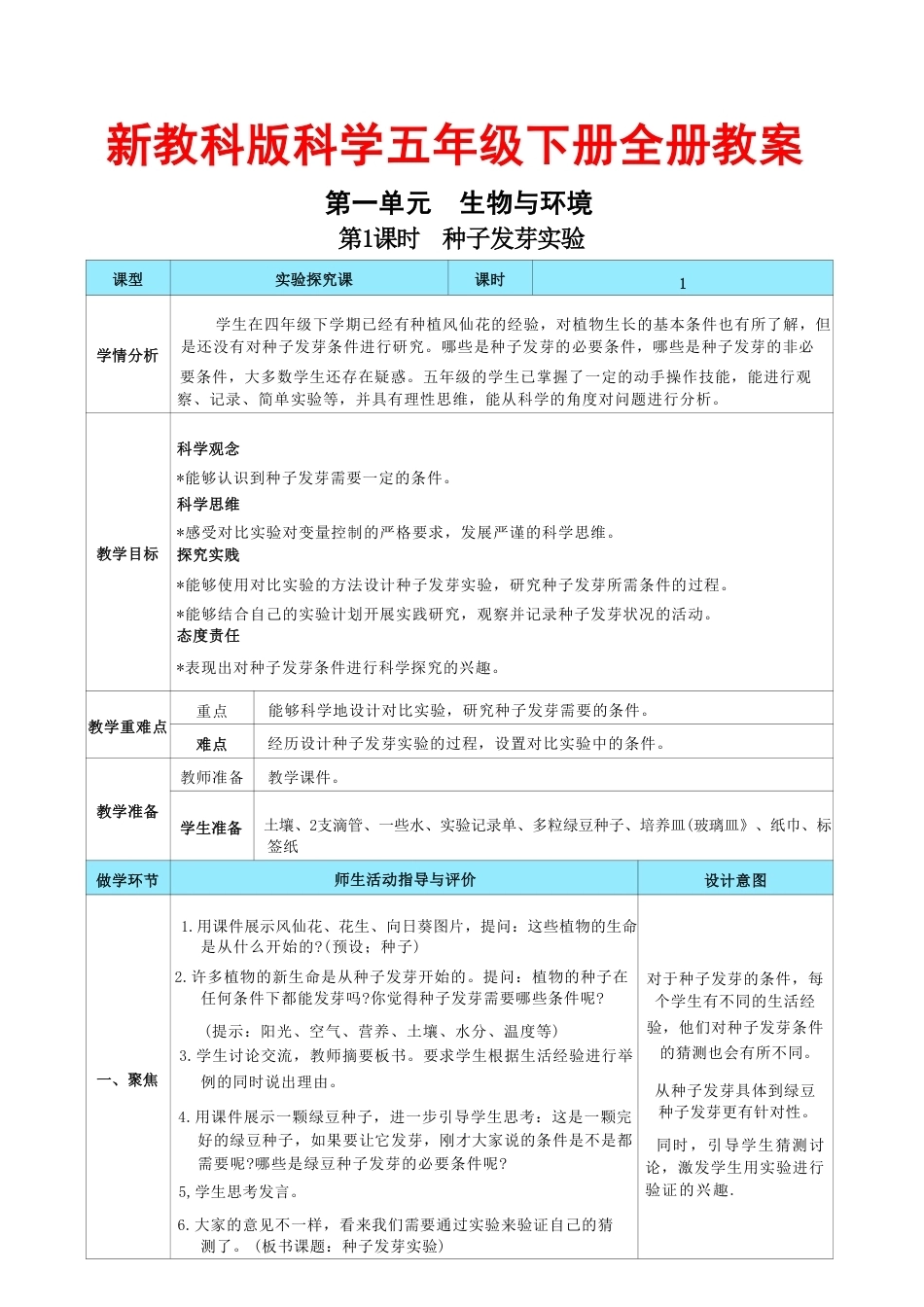2026年教科版（2022版）小学科学五年级下册全册表格式核心素养目标教案教学设计.pdf_第2页