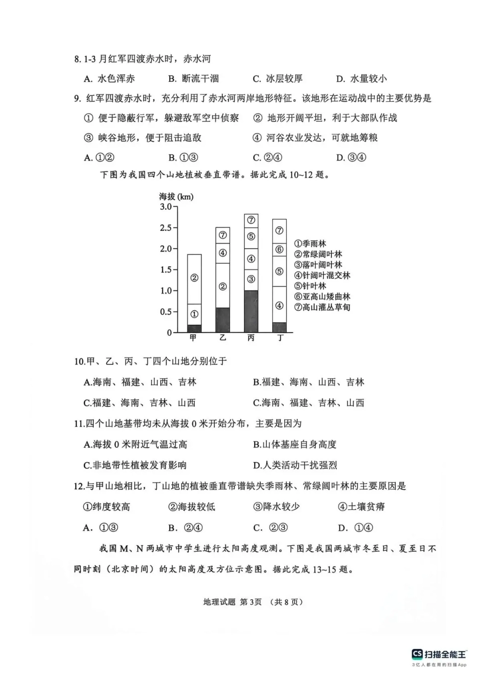 山东聊城市2026年全市高三年级9月学习质量综合评估【地理】试题+答案.pdf_第3页