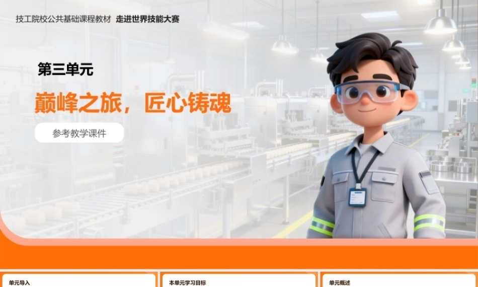 走进世界技能大赛（中职）： 巅峰之旅，匠心铸魂PPT教学课件.pptx