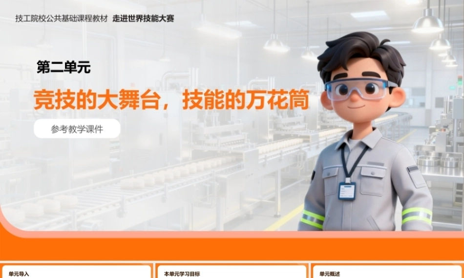 走进世界技能大赛（中职）： 竞技的大舞台，技能的万花筒PPT教学课件.pptx