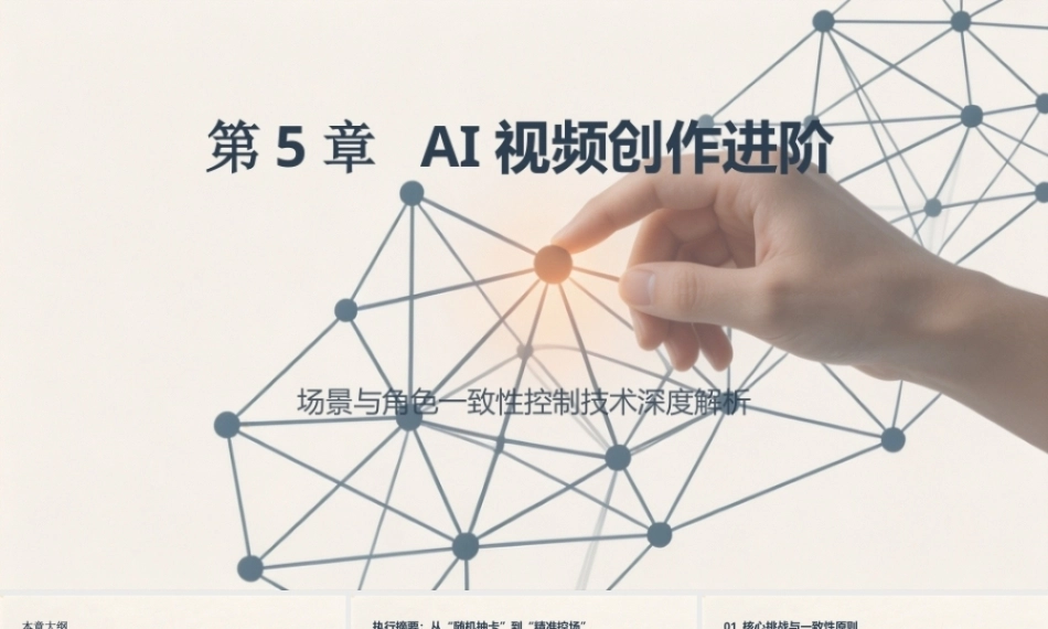AI影视工作流（短剧、漫剧与微电影从制作到变现）：AI视频创作进阶-场景与角色一致性控制技术深度解析PPT教学课件.pptx
