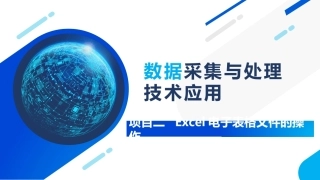 大数据采集与处理技术应用：Excel电子表格文件的操作PPT教学课件.pptx