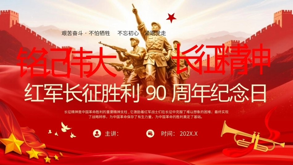 纪念红军长征胜利90周年PPT主题学习课件.pptx_第1页