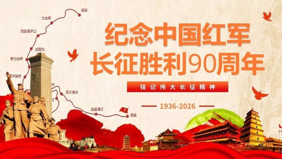 纪念中国红军长征胜利90周年PPT主题课件.pptx_第1页