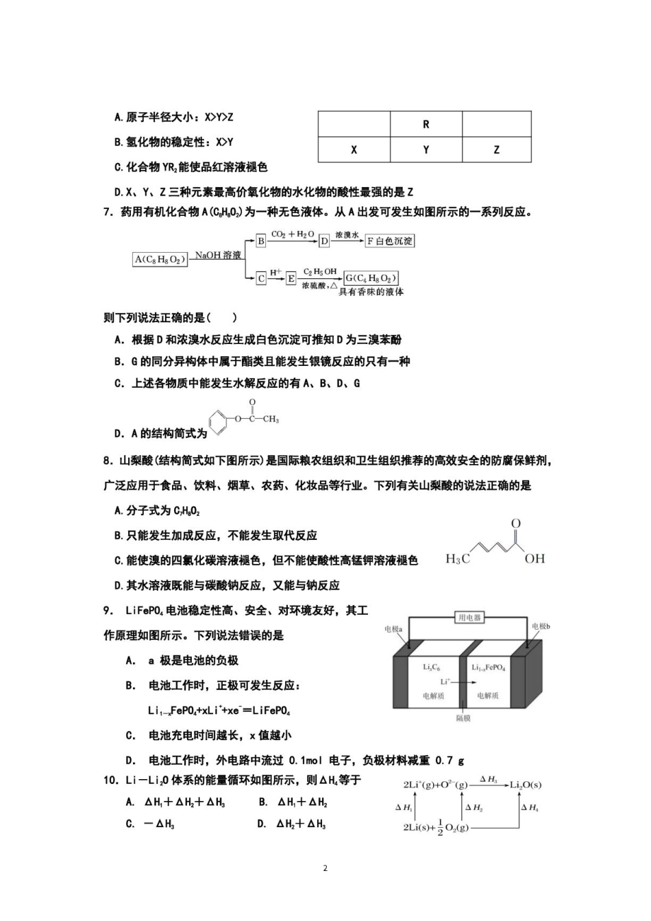 深圳桃源居中澳实验学校2027届高三上学期选拔考试化学试题+答案.pdf_第2页