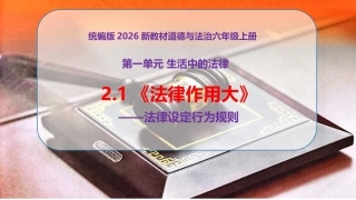 新部编版（2026秋）道德与法治六年级上册《2.1法律作用大法律设定行为规则》教学课件.pptx