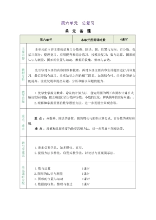 人教版（2026秋新版）六年级数学上册《第六单元 总复习》教案合集.pdf