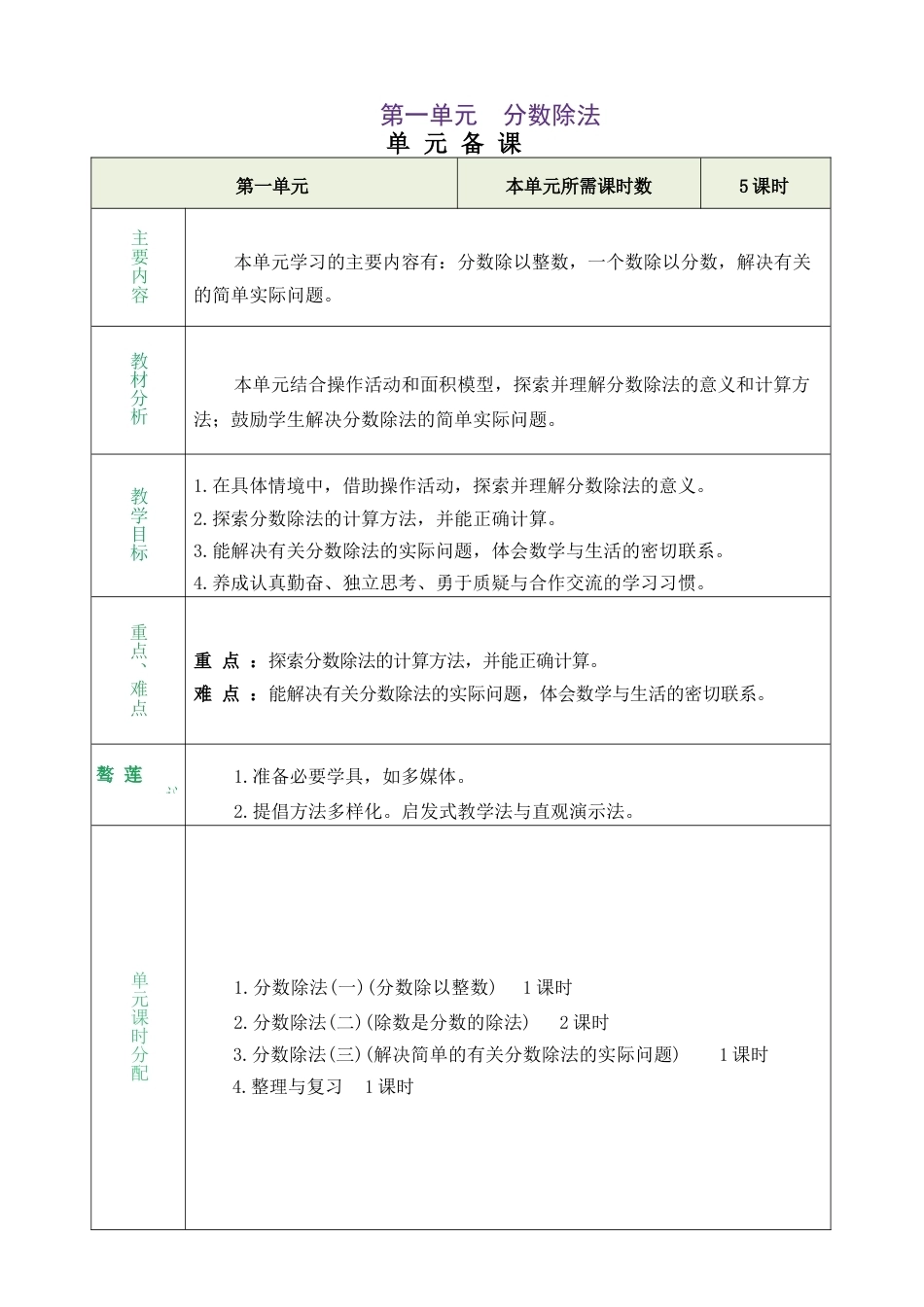 北师大版（2026秋新版）六年级数学上册全册教学设计.docx_第2页