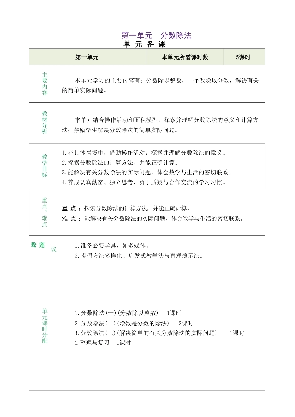 北师大版（2026秋新版）六年级数学上册全册教学设计.pdf_第2页