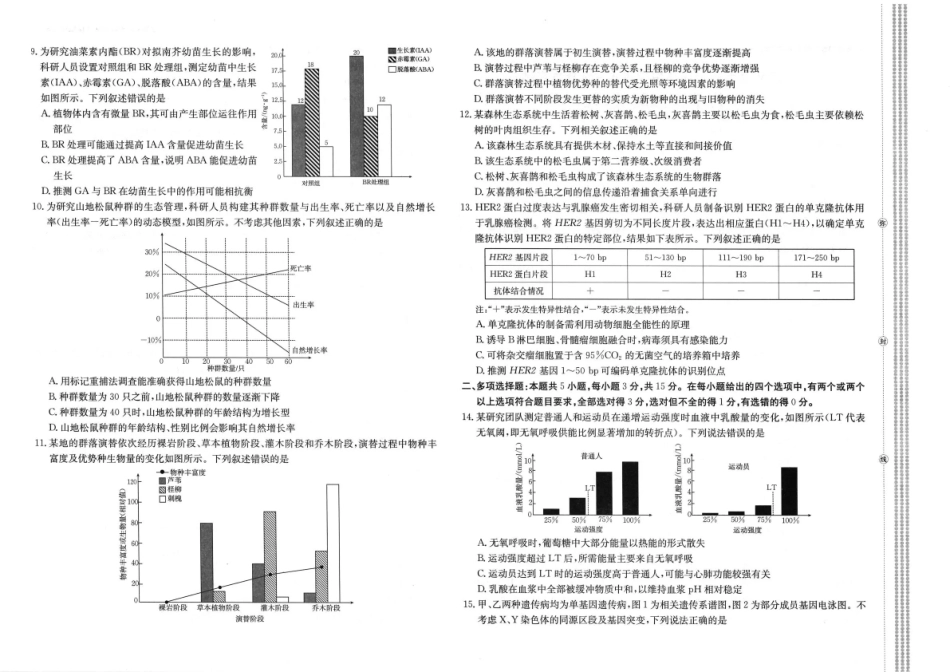 河北省部分高中2026-2027学年高三上学期开学考试生物试题+答案.pdf_第2页