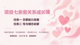 大学生心理健康教育：亲密关系成长课：恋爱能力发展+性与婚恋启蒙PPT教学课件.pptx