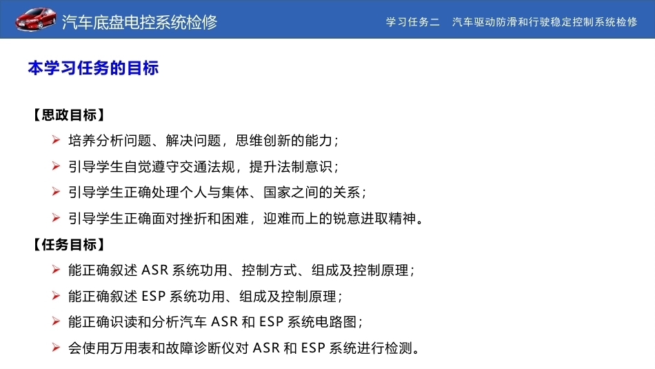 汽车底盘电控系统检修：汽车驱动防滑和行驶稳定控制系统检修PPT教学课件.pptx_第2页