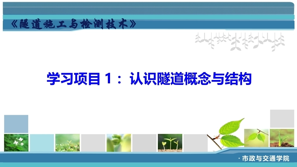 隧道施工与检测技术（第2版）：认识隧道概念与结构PPT教学课件.pptx_第1页