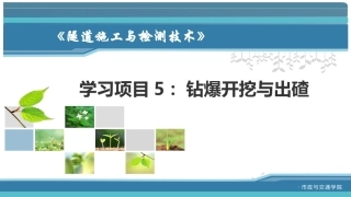 隧道施工与检测技术（第2版）：钻爆开挖与出碴PPT教学课件.pptx