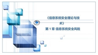 信息系统安全理论与技术：信息系统安全风险PPT教学课件.pptx