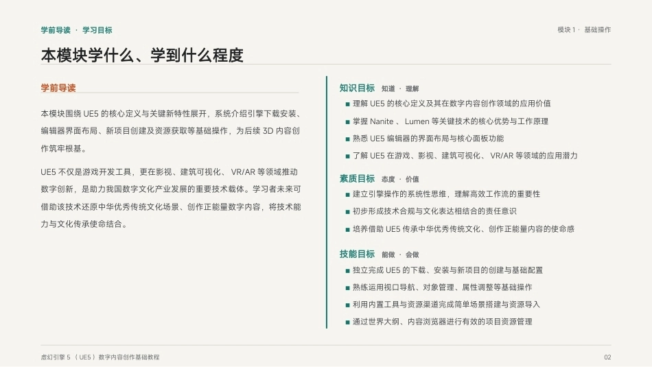 虚幻引擎（UE5)游戏技术基础：模块1 基础操作PPT教学课件.pptx_第2页