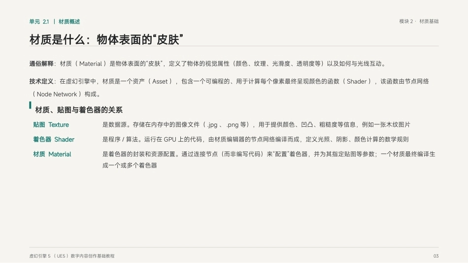 虚幻引擎（UE5)游戏技术基础：模块2 材质基础PPT教学课件.pptx_第3页