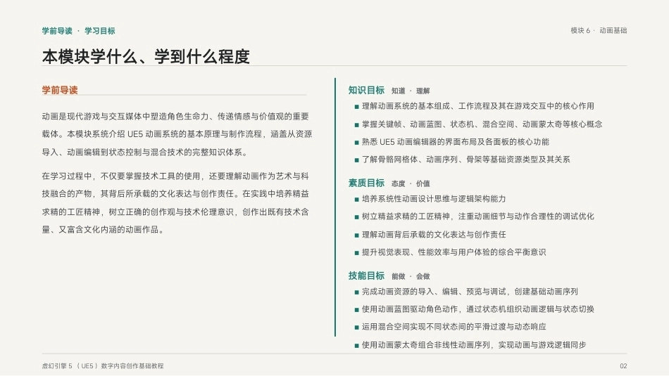 虚幻引擎（UE5)游戏技术基础：模块6 动画基础PPT教学课件.pptx_第2页