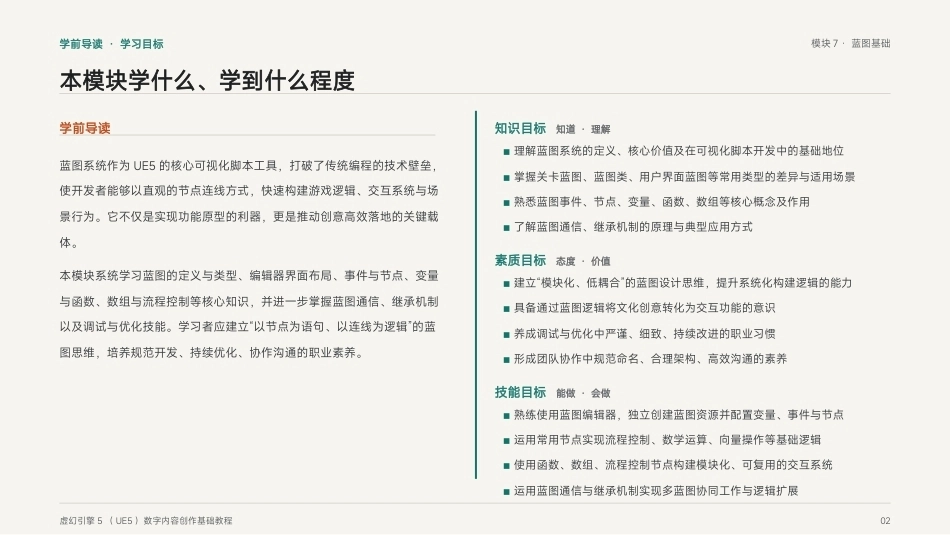 虚幻引擎（UE5)游戏技术基础：模块7 蓝图基础PPT教学课件.pptx_第2页