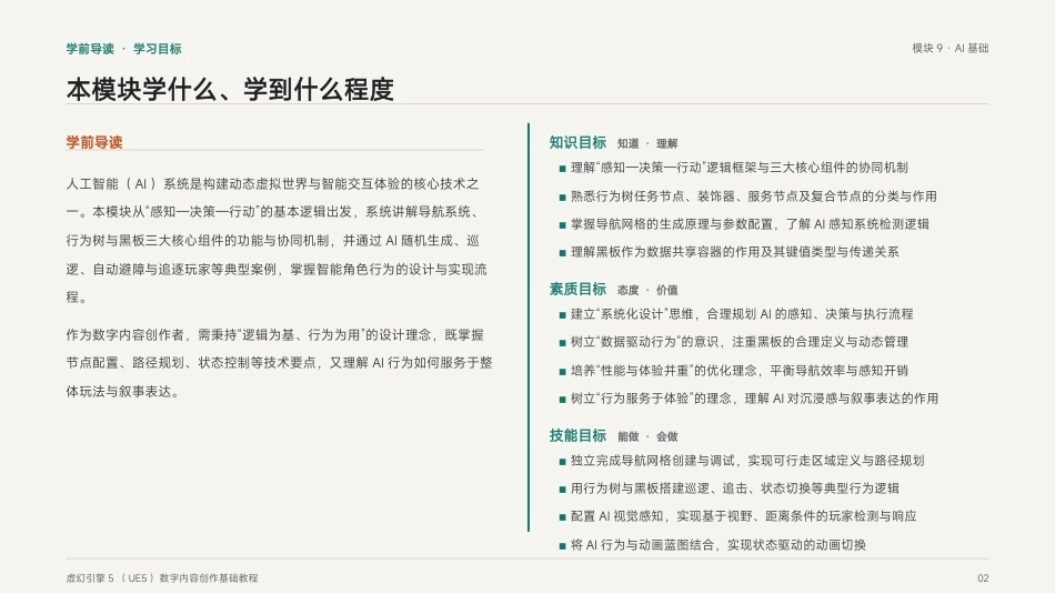 虚幻引擎（UE5)游戏技术基础：模块9 AI基础PPT教学课件.pptx_第2页