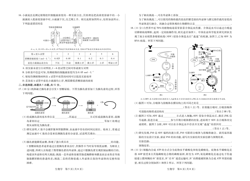 河南部分学校2027届高三上学期素质评价二 生物+答案.pdf_第3页