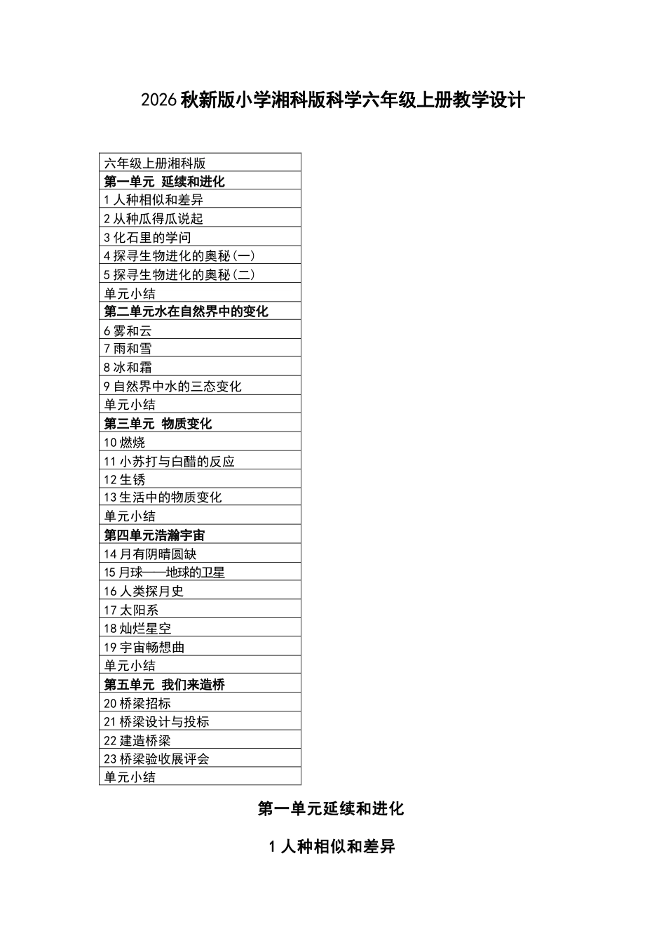 2026年湘科版小学科学六年级上册全册教学设计.docx_第2页
