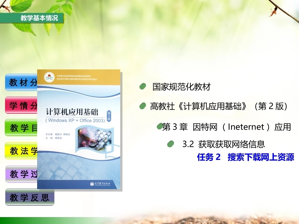 全国“创新杯”说课大赛计算机应用基础类优秀作品 ：搜索下载网上资源说课课件.ppt_第3页