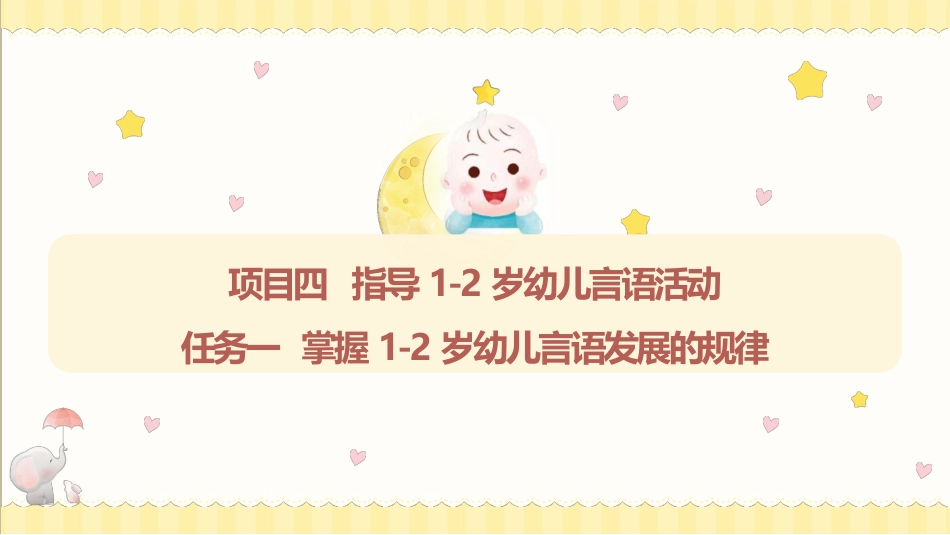 婴幼儿活动设计与指导（言语发展）：指导1-2岁幼儿言语活动PPT教学课件.pptx_第1页