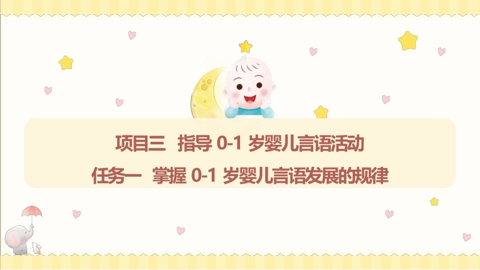 婴幼儿活动设计与指导（言语发展）：指导0-1岁婴儿言语活动PPT教学课件.pptx_第1页