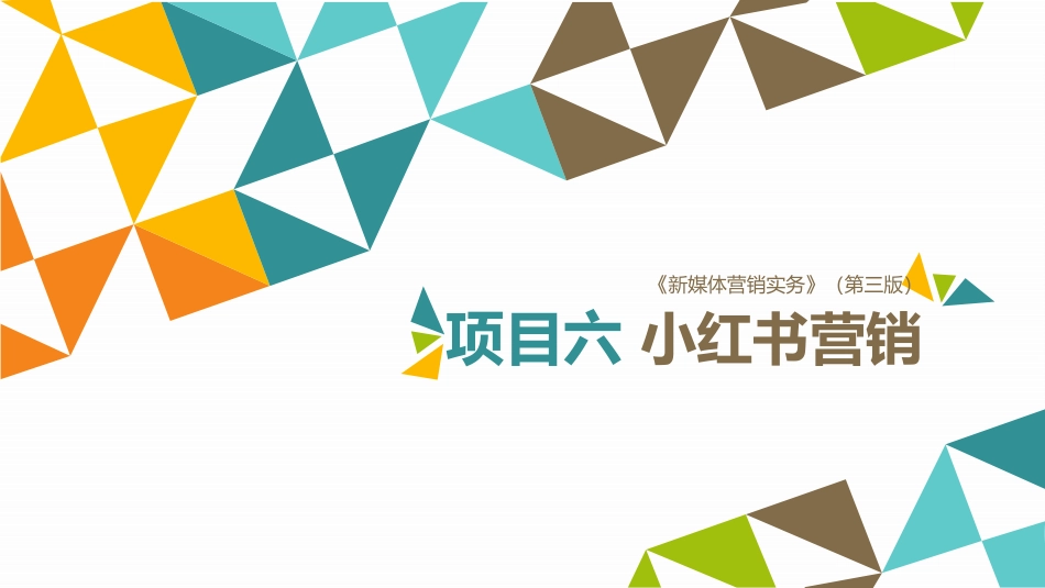 新媒体营销实务（第3版）：项目6 小红书营销PPT教学课件.pptx_第1页