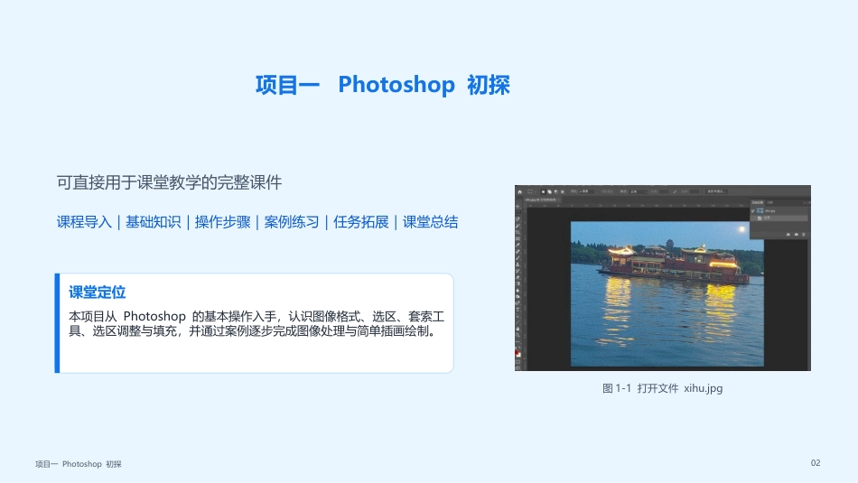 Photoshop2022版创意实训教程：项目1Photoshop初探PPT教学课件.pptx