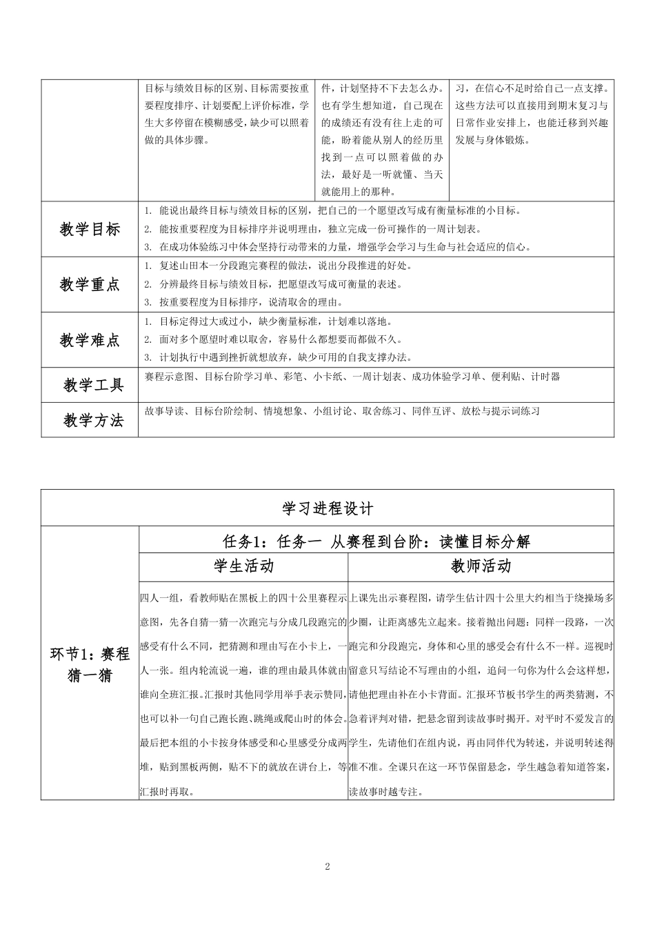 2026秋北师大版心理健康八年级全一册第十单元 让梦想成真分课时设计（共2课时）.pdf_第2页