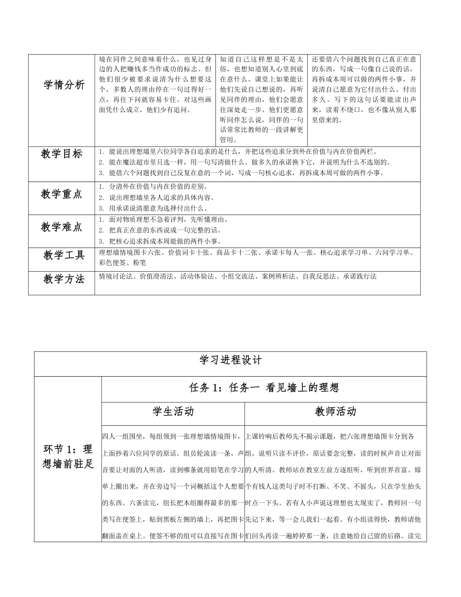 2026秋北师大版心理健康九年级全一册第九单元 生涯规划分课时设计（共2课时）.pdf_第2页