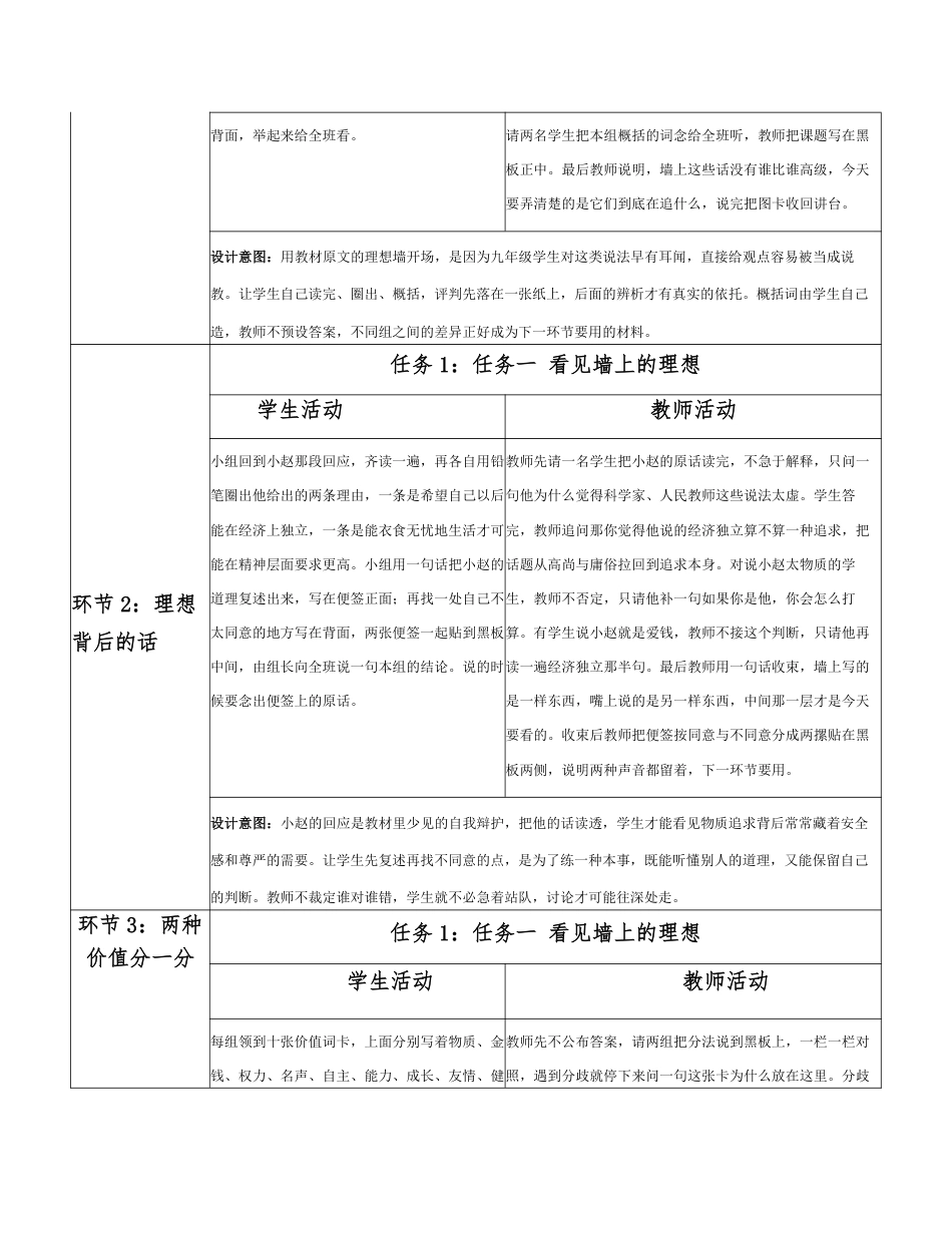 2026秋北师大版心理健康九年级全一册第九单元 生涯规划分课时设计（共2课时）.pdf_第3页