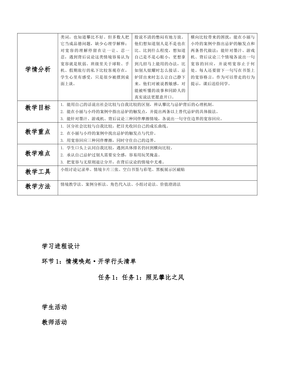 2026秋北师大版心理健康九年级全一册第四单元 放飞心灵分课时设计（共2课时）.docx_第2页