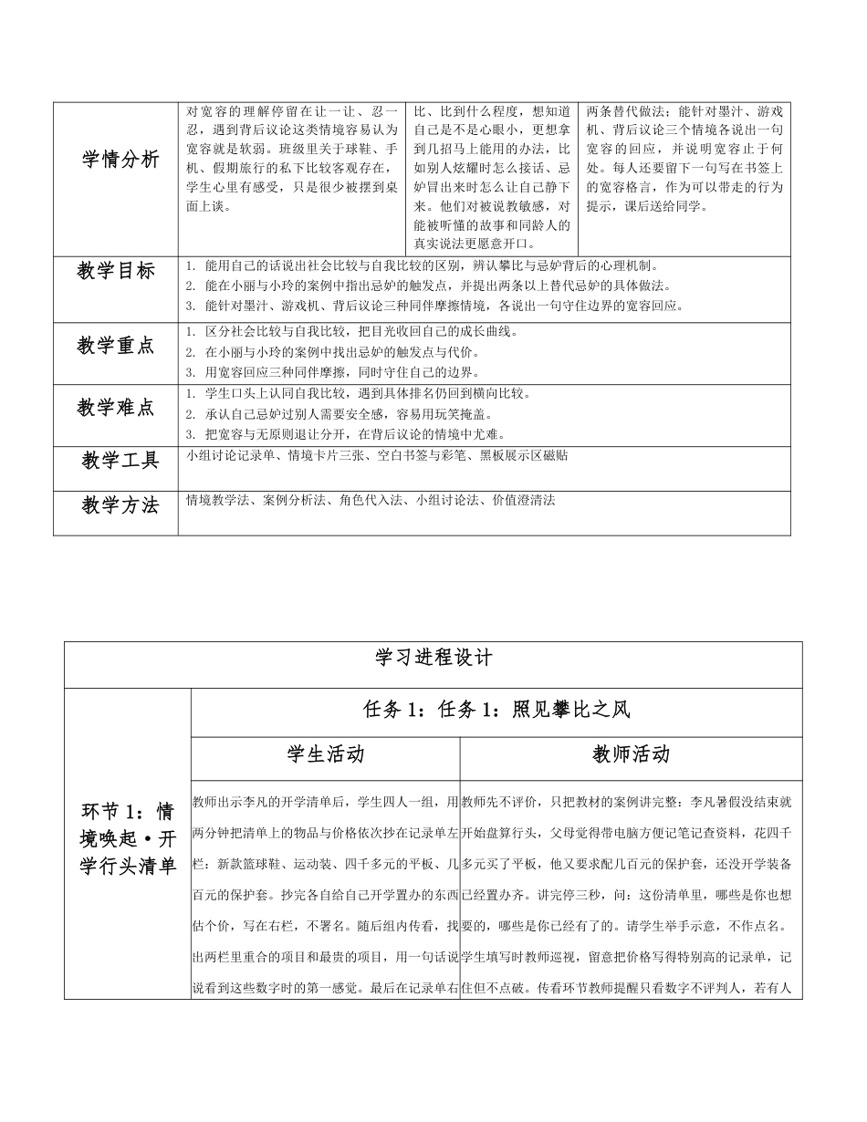 2026秋北师大版心理健康九年级全一册第四单元 放飞心灵分课时设计（共2课时）.pdf_第2页