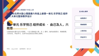 2026秋北师大版心理健康六年级上册第一单元 乐学悦己 结伴成长 大单元整体教学设计课件.pptx