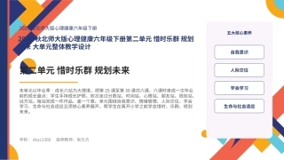 2026秋北师大版心理健康六年级下册第二单元 惜时乐群 规划未来 大单元整体教学设计课件.pptx
