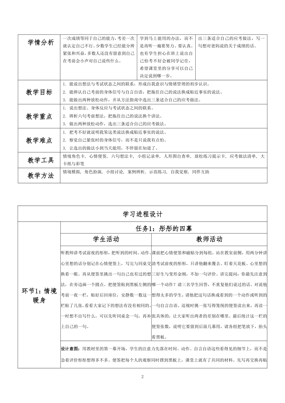 2026春北师大版心理健康六年级下册第二单元 惜时乐群 规划未来·第25课 正确对待成绩（第1课时）分课时教学设计[2012纲要2025修改].pdf_第2页