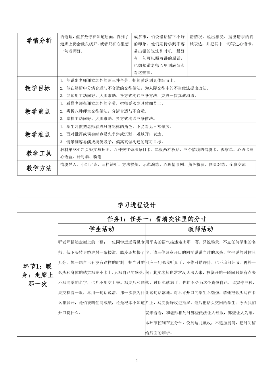 2026春北师大版心理健康六年级下册第三单元 珍爱感恩 从容启航·第33课 温暖一生的师爱（第3课时）分课时教学设计[2012纲要2025修改].pdf_第2页