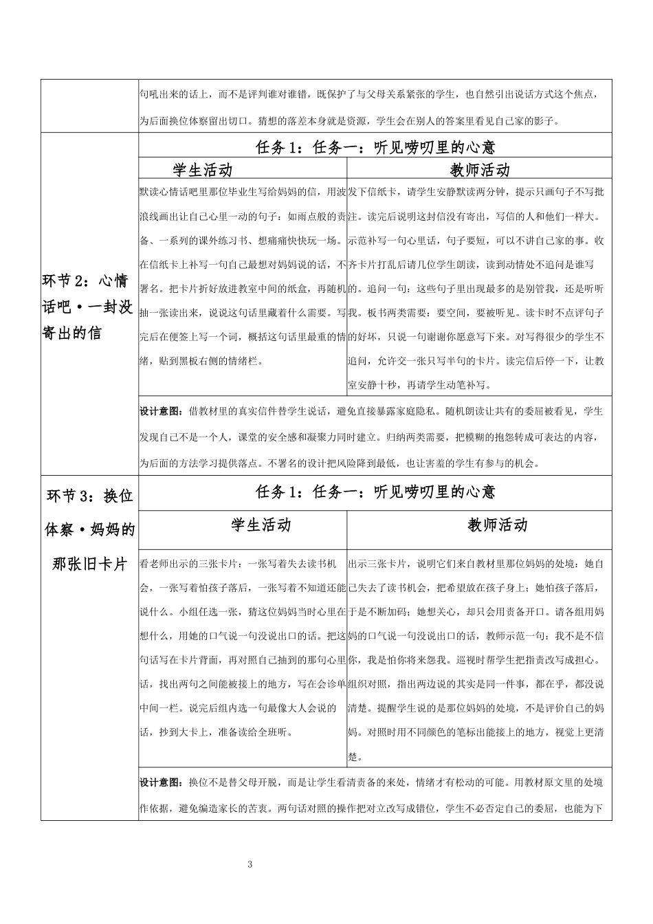 2026春北师大版心理健康六年级下册第一单元 理想启航 青春同行·第22课 妈妈请听我说（第4课时）分课时教学设计[2012纲要2025修改].docx_第3页