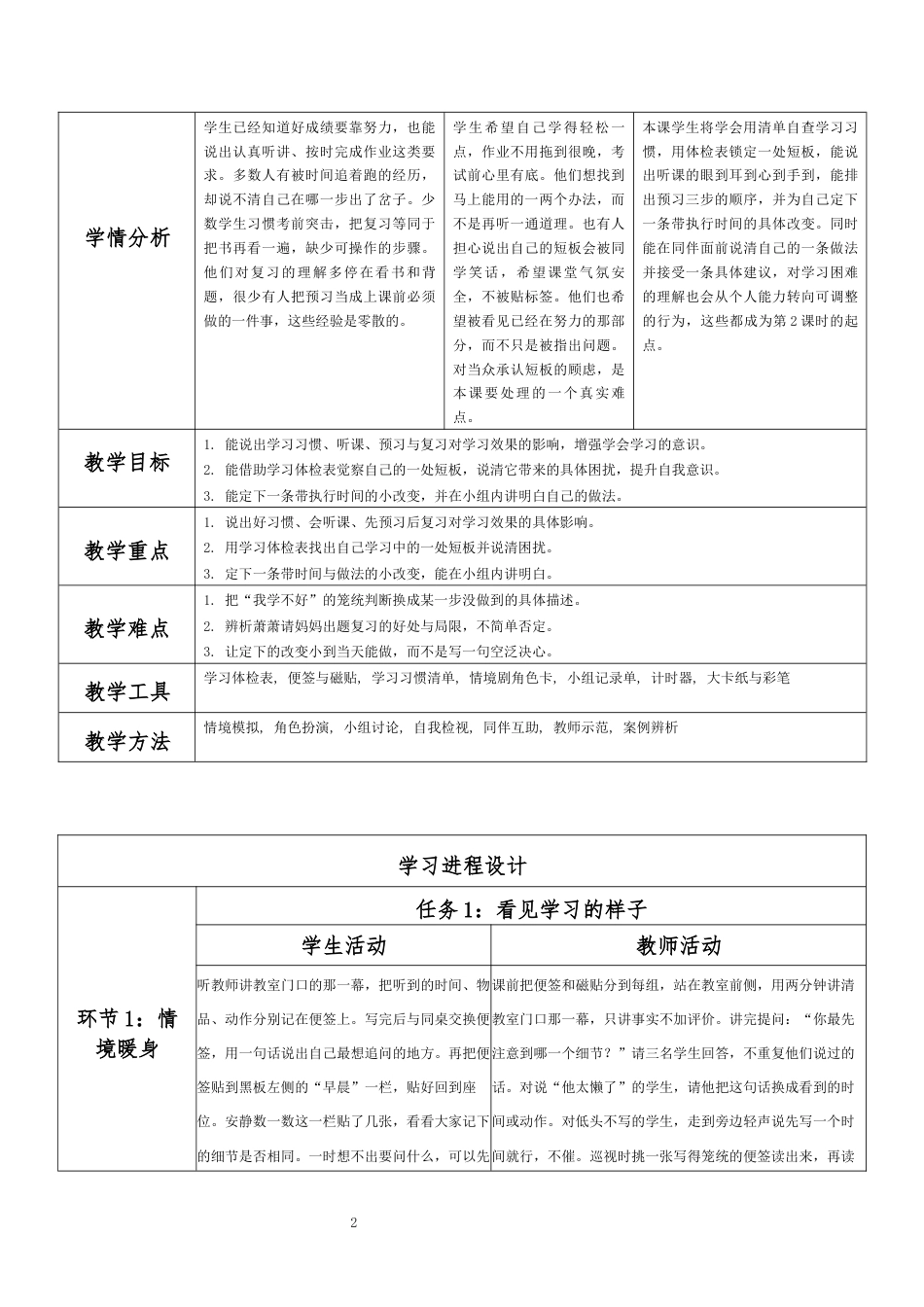 2026秋北师大版心理健康六年级上册第二单元 善学善处 守护成长·第7课 看谁学得好（第1课时）分课时教学设计[2012纲要2025修改].docx_第2页